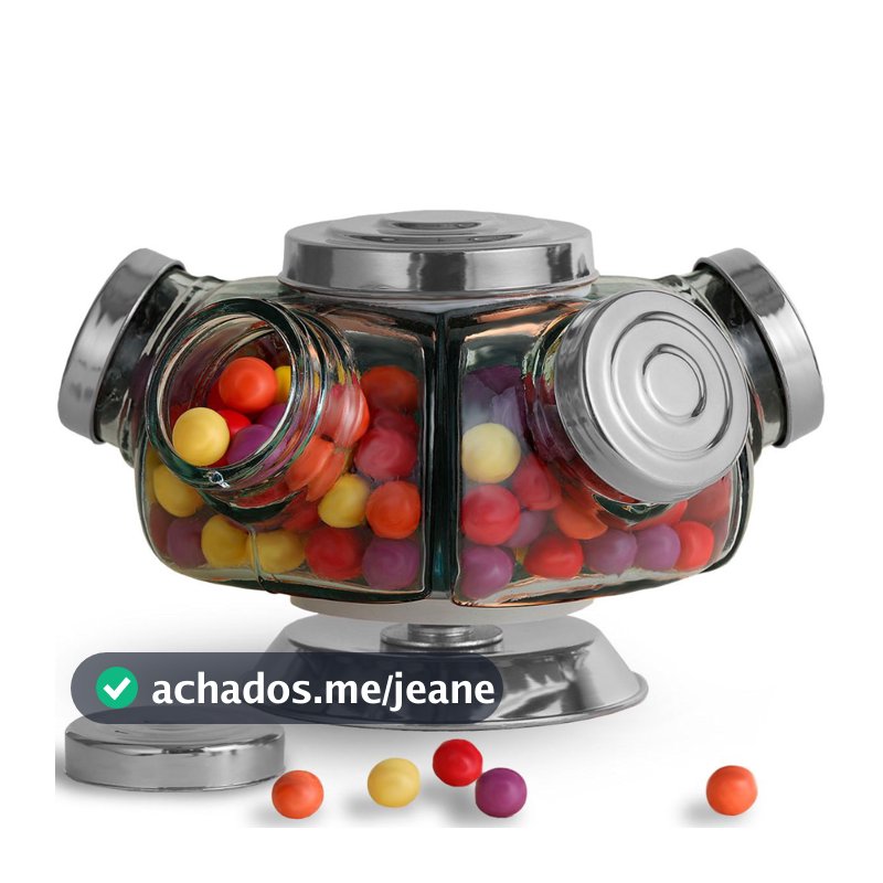 Baleiro Giratório de Vidro Artesanal Retrô Pequeno Médio e Grande para Balas Doces Decoração