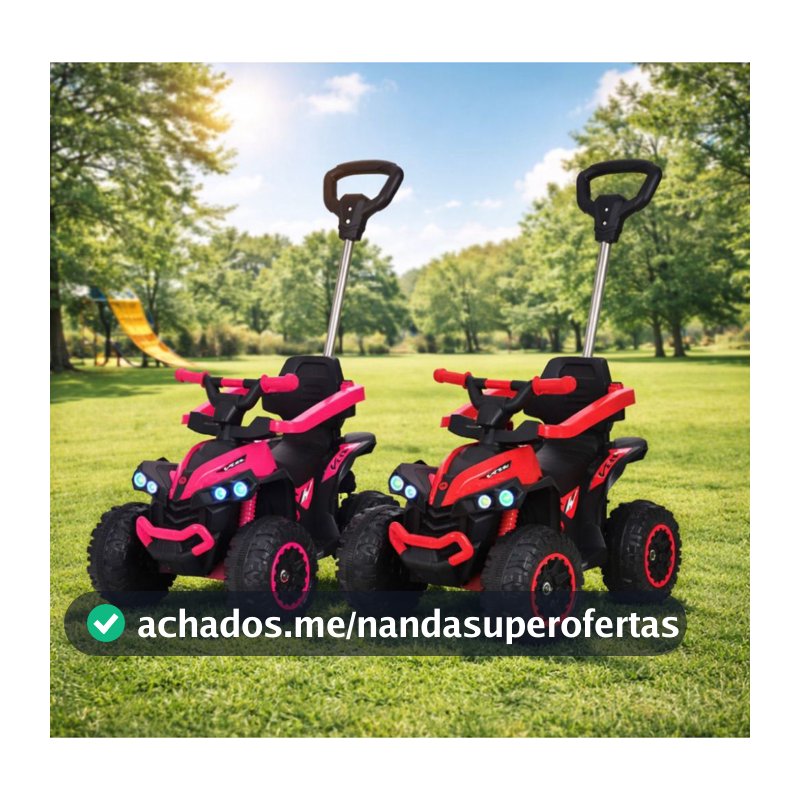 Carrinho Eletrico Maral Infantil 6V Com Luzes USB 2 em 1 Empurrador Apoio dos Pés Menino e Menina