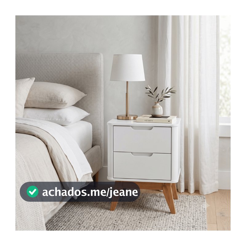PROMOÇÃO Mesa Cabeceira 2 Gavetas Pés Madeira Maciça Cantos Arredondados Quarto Premium Moderna