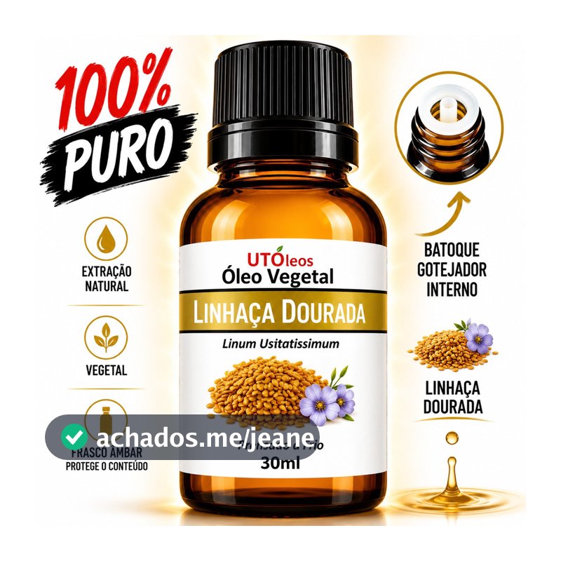 Óleo Vegetal De Linhaça Dourada 100% Puro 30ml