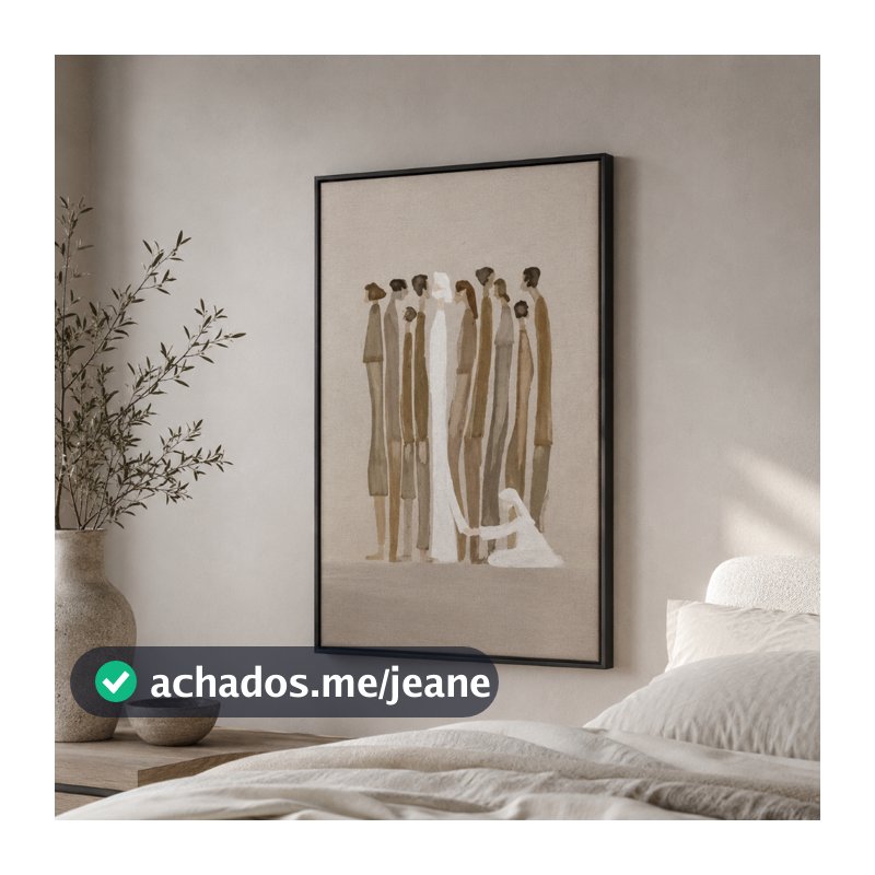 Quadro Decorativo Vertical Cristão Mulher Toca em Jesus Decor em Tecido Canvas