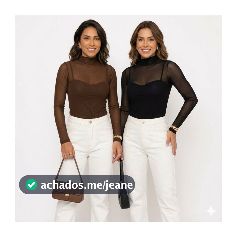 BLUSA de Tule manga longa Malha Transparente Sem Sutiã Moda Casual Tendencia linha premium