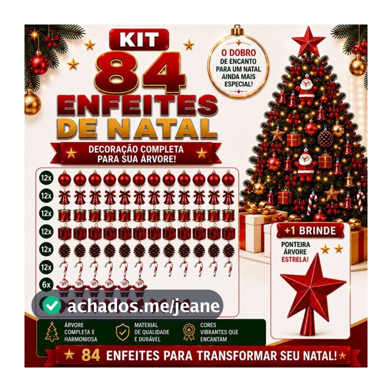 Kit 84/42 Enfeites Decoração Para Arvore De Natal Bolinha Tambor Papai Noel Laços Presente Bengala Pendentes Natalina