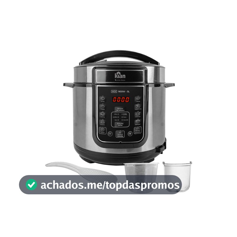 Panela de Pressão Elétrica Kian 5 Litros 900W 127V  Inox/Preto PPE-101