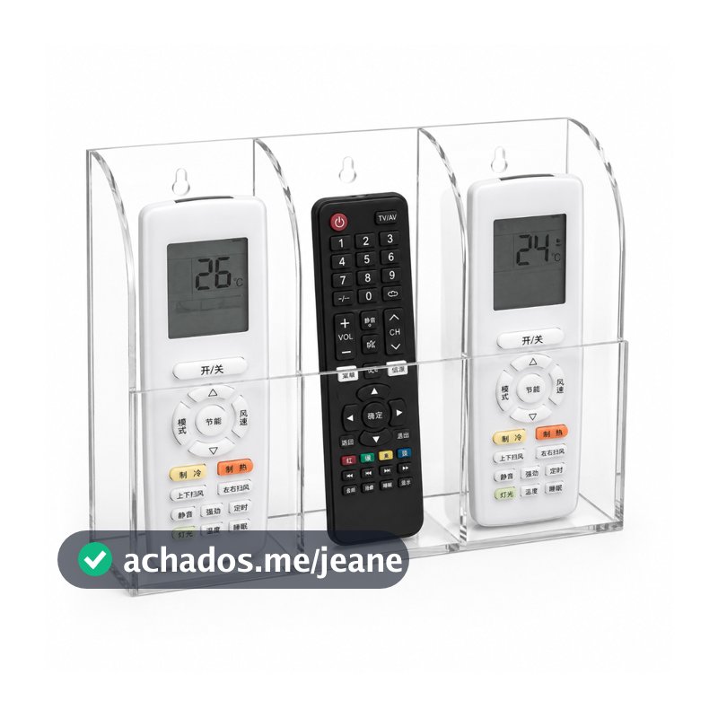 Suporte Acrílico Porta Controle Remoto Triplo Parede TV Ar Condicionado