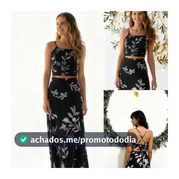 CONJUNTO FEMININO  CROPPED + SAIA ENVELOPE ESTAMPADO MODA VERAO ELEGANTE 2026 ENVIO RAPIDO