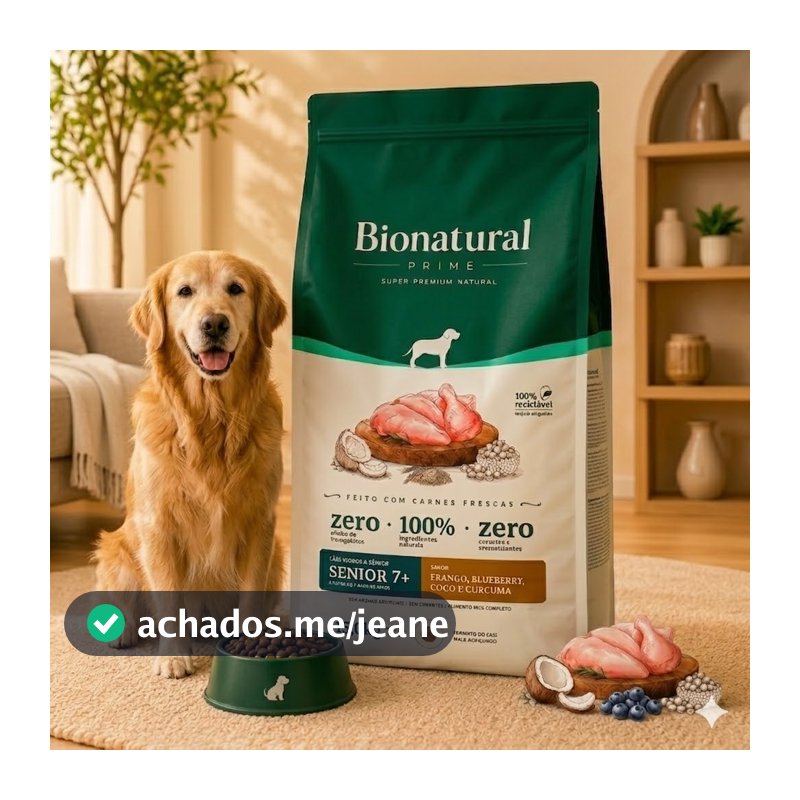 Ração Para Cachorro Idoso 15kg Bionatural Senior 7+ Adulto Frango 26% Proteína