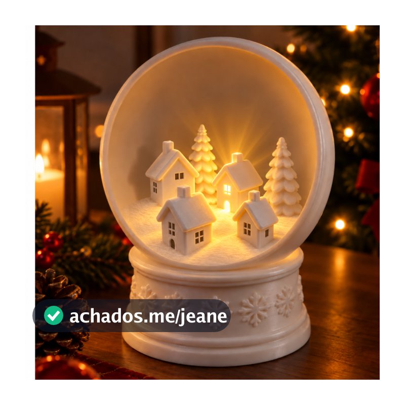 Vila Natalina Iluminada com LED – Decoração de Natal com Luz Amarela Quente 10x8cm