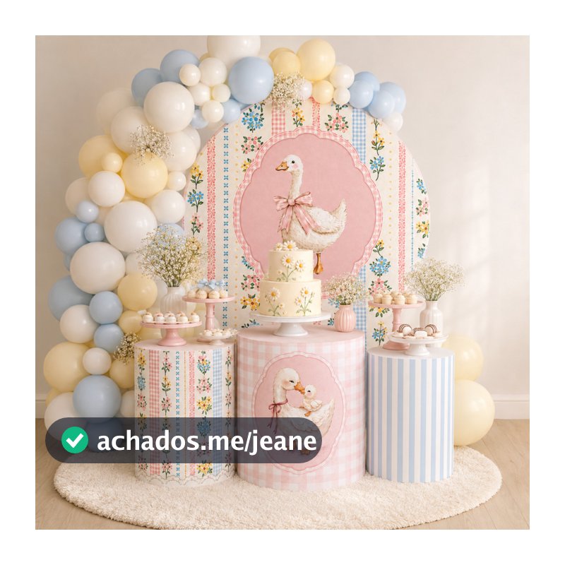 Kit Capa Painel Redondo + Capas de Cilindro Sublimados Para Festa Tema GANSO (GAN 01)