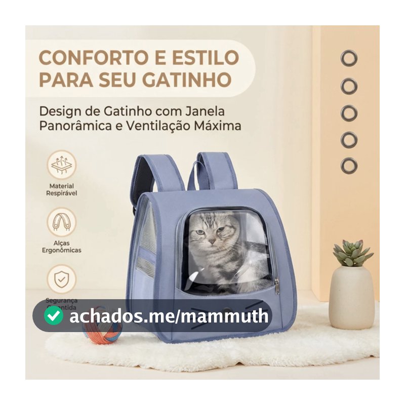 Mochila para transporte de gatos, ideal para uso externo, respirável e portátil, com alças para os ombros