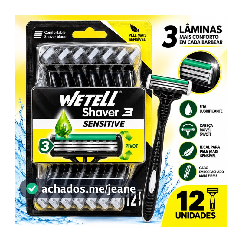 Kit 12 Barbeador Descartável Aparelho de Barbear Com 3 Lâminas Fita Lubrificante Alta Precisão