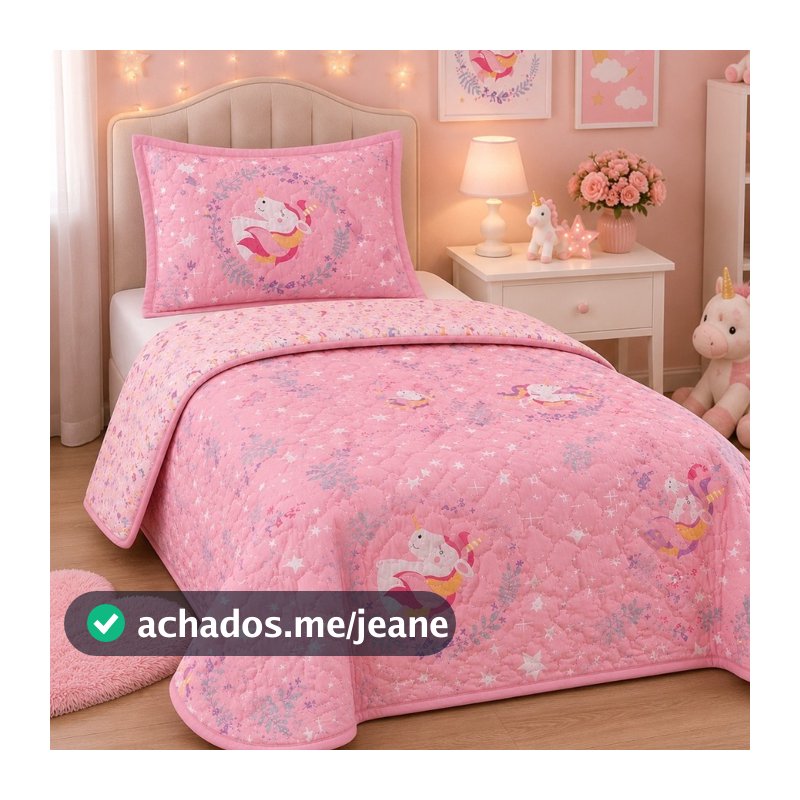 Kit Colcha Cobre Leito Infantil Cama de Solteiro Modelos Bouti 1,60x2,40m Dupla Face 2 Peças C/ Viés Menino e Menina