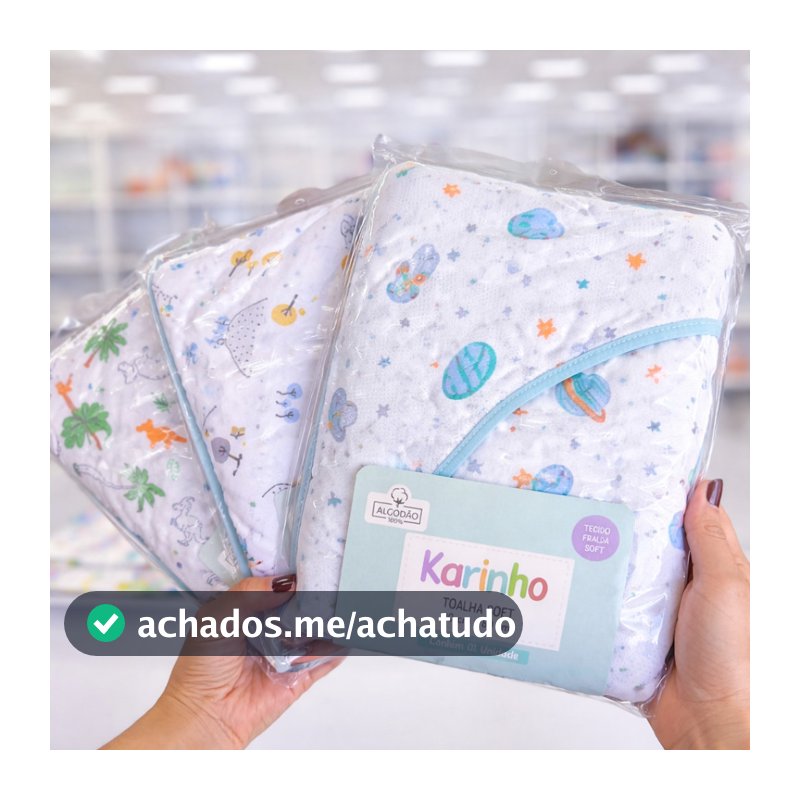 Kit 3 Toalhas de Banho Soft com Capuz para Bebê 100% Algodão 80x80cm Alta Absorção Macias Infantil
