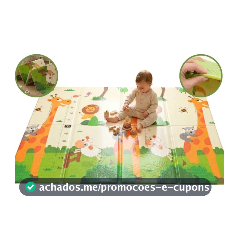 Tapete Infantil Tatame Dupla Face Emborrachado 150x200cm Dobrável Antiderrapante Seguro Impermeável Bebê Kapazi
