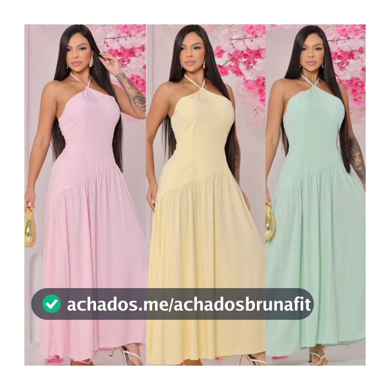 Vestido Longo Feminino Poa Decote Amarracao Costas Lastex Soltinho Elegante Ajustavel Solto Festa