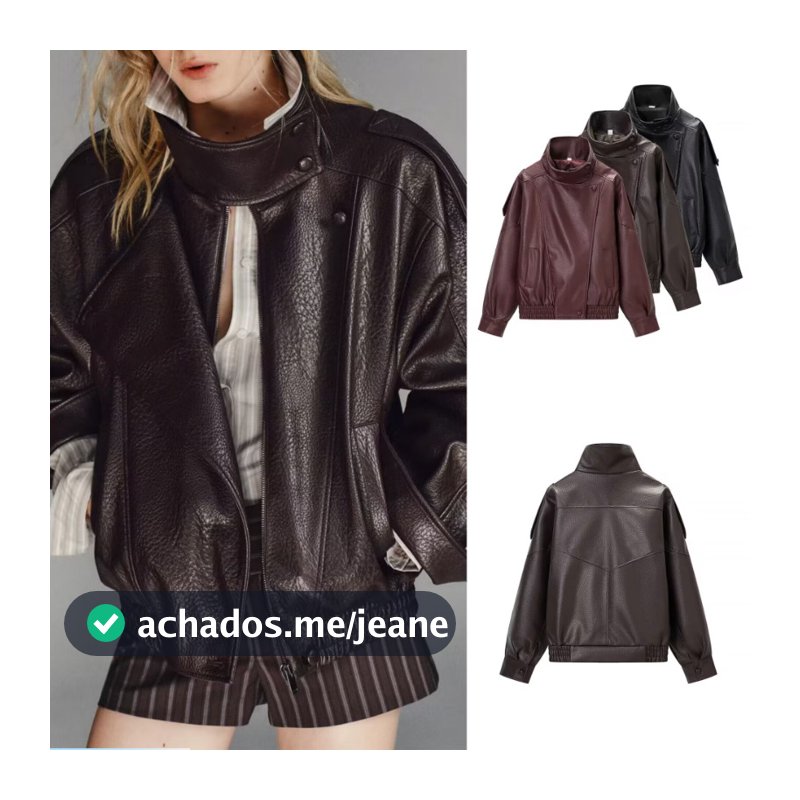Nova moda feminina estilo europeu americano outono inverno manga comprida jaqueta de couro All-Match