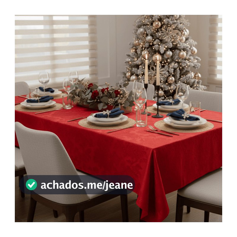 Toalha de Mesa Jacquard 4, 6, 8 e 10 Lugares Retangular Luxo Jantar Natal Ano Novo