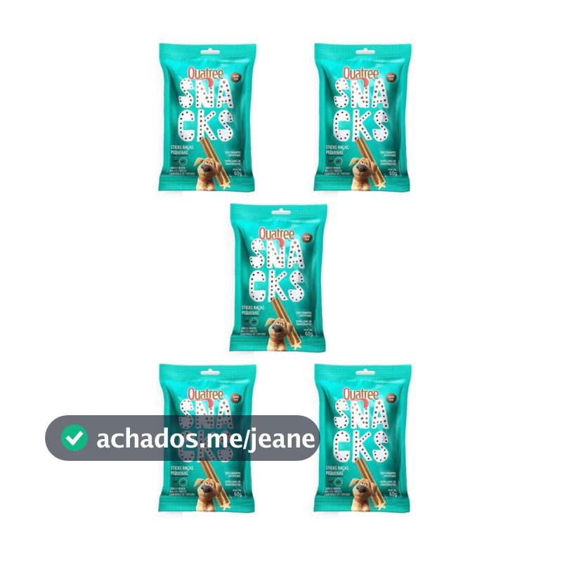 Kit 5 Petisco Quatree Snacks Cães Sticks 60 Gr