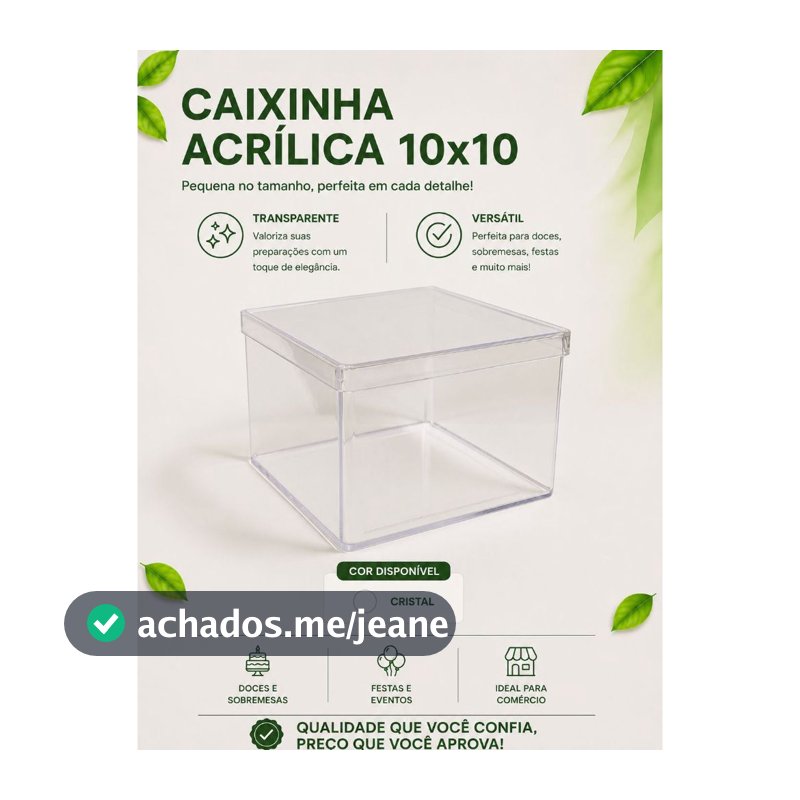 KIT 3/5 e 10 Caixinhas Acrílicas 10x10x8 Transparentes para Brindes, Casamentos, Lembrancinhas, Cake Box