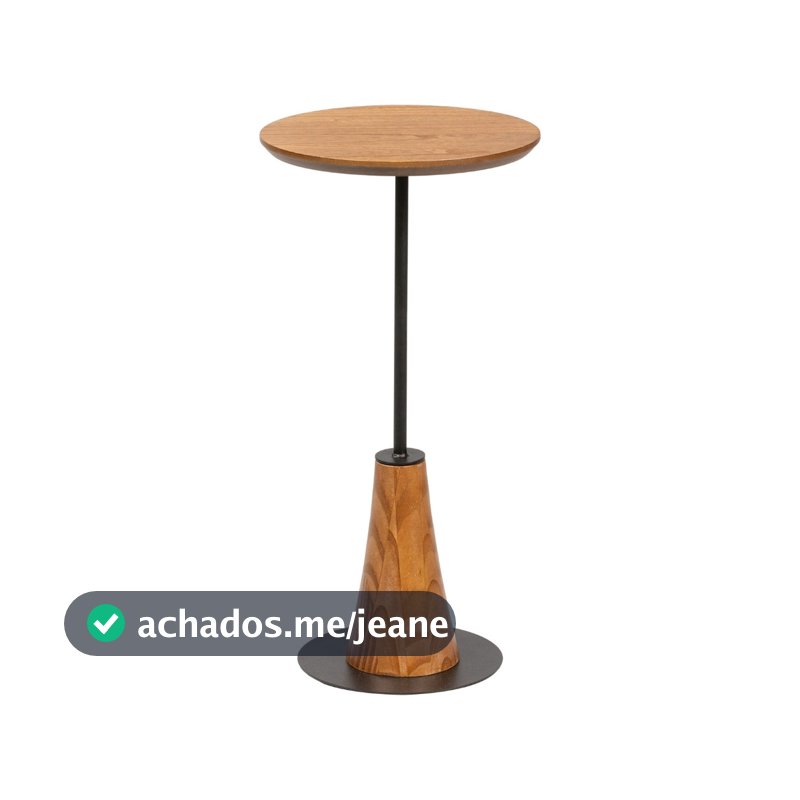 Mesinha Lateral Musk Redonda Baixa Metal Madeira Decoração Luxo Moderno