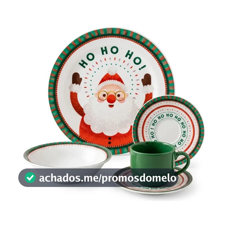 Jogo De Jantar 16 Peças em Ceramica Natal Encantado
