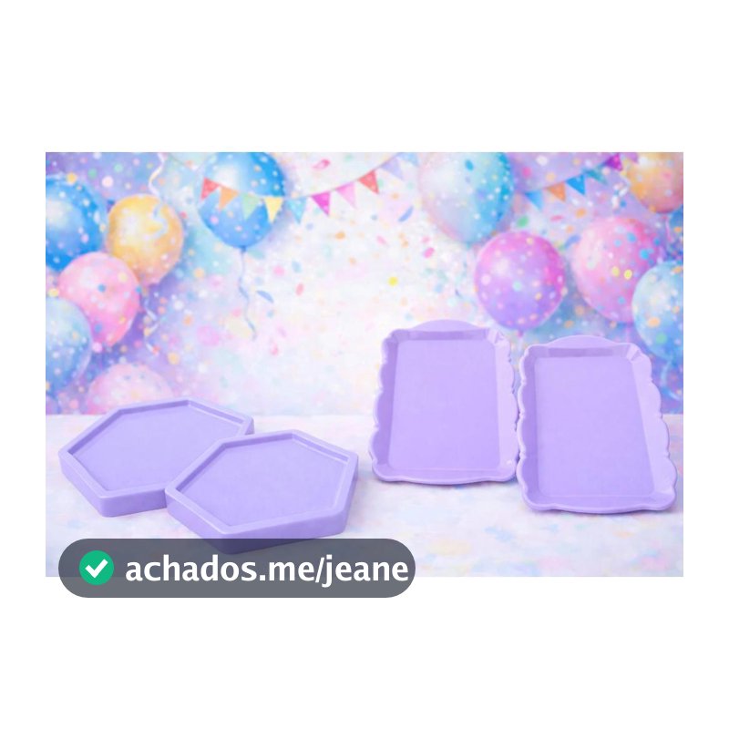 KIT PARA DECORAÇÃO DE FESTA  - 2 BANDEJAS SEXTAVADAS + 2 MINI BANDEJAS, EM DIVERSAS CORES