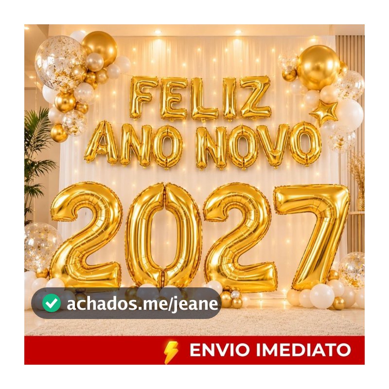 Kit Balão Metalizado 2027 40cm 70cm Feliz Ano Novo Prata Dourado Decoração Ano Novo Réveillon Festa