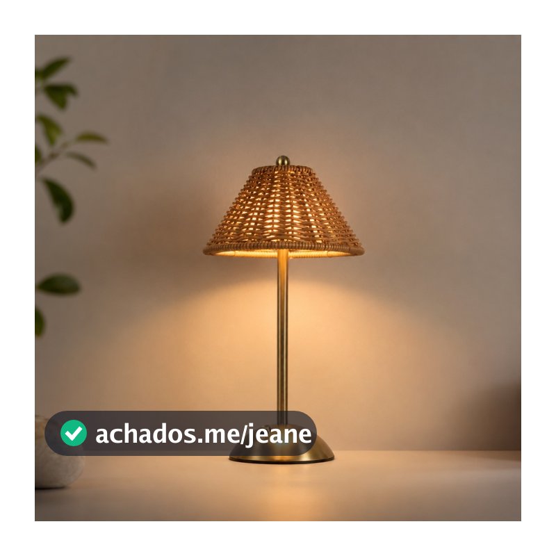Abajur De Mesa Luminária Rattan Minimalista Usb Zenlart Sem Fio