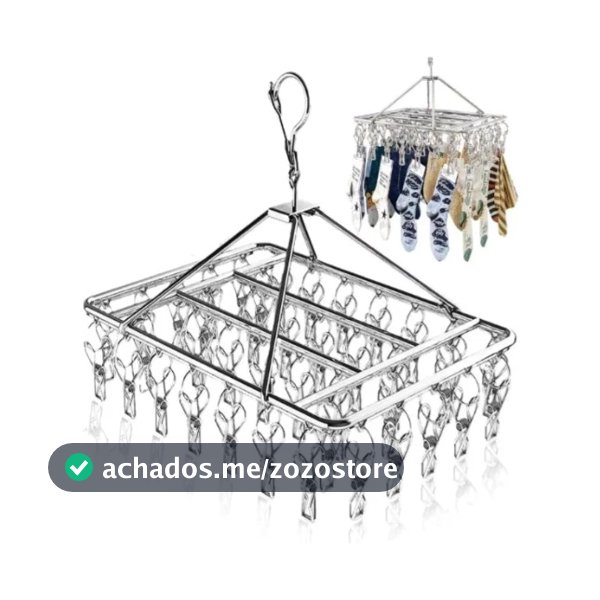 Varal Inox Para Roupas 30 Prendedores Calcinha Meias Cuecas Tênis