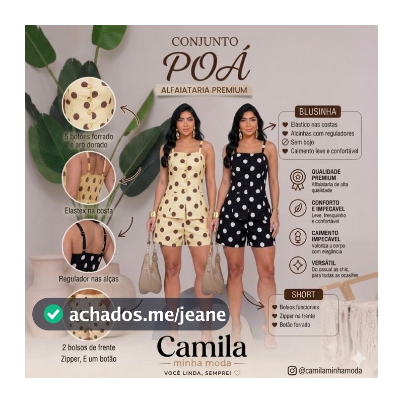 Conjunto  femeninos de Poá TAMARA que CAIA e SHORT Sensorial Mahant