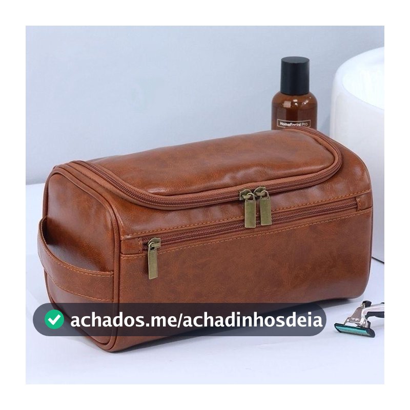 Bolsa Necessaire Grande Impermeavel Feminina Masculina Ideal Para Viagem - Couro Sintético Milly
