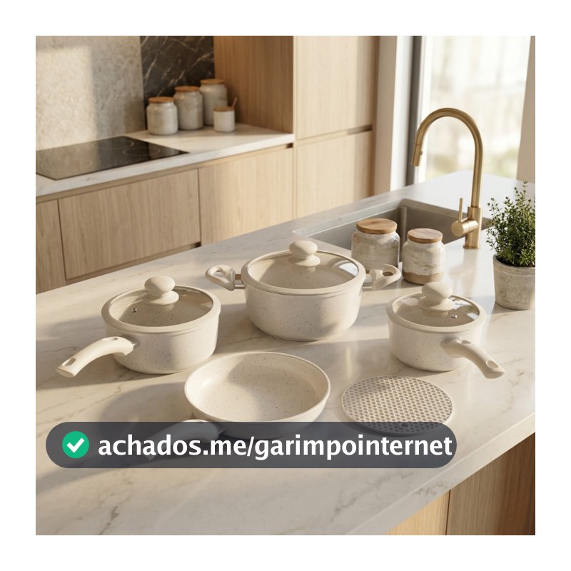 Jogo de Panela Antiaderente 5pçs Cerâmico Fogão Gás/Elétrico/Indução Tampa Silicone Envio Imediato!!