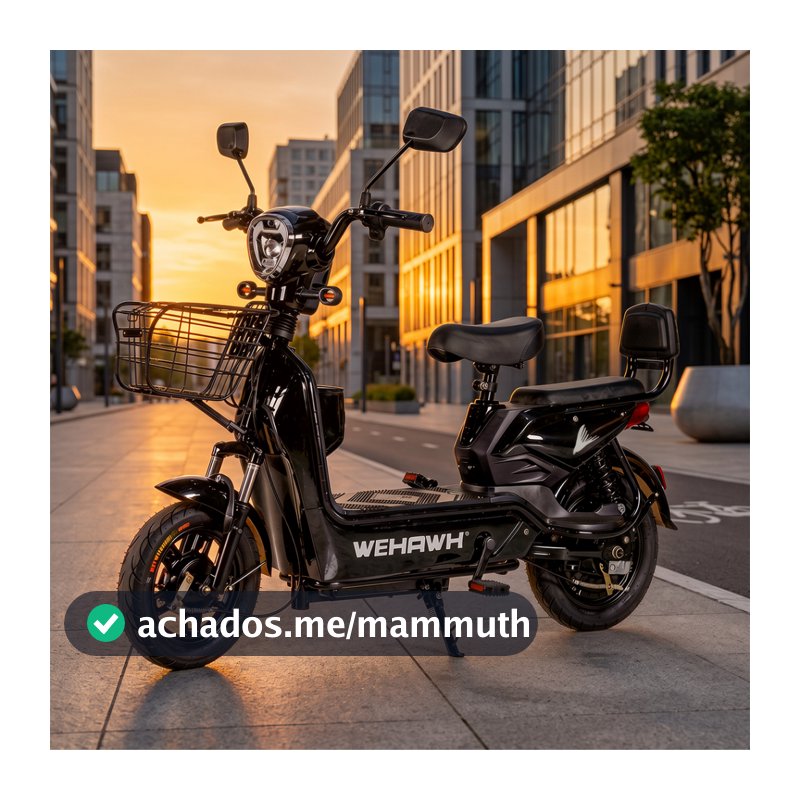 Bicicleta Scooter Elétrica 600W Bike WeHawk WX-03 Basket – Bateria Chumbo 48V 12Ah Removível Autopropelido