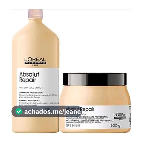 SHAMPOO 1.5l e MASCARA 500g QUINOA Loreal Kit Absolut Repair Gold Quinoa .
