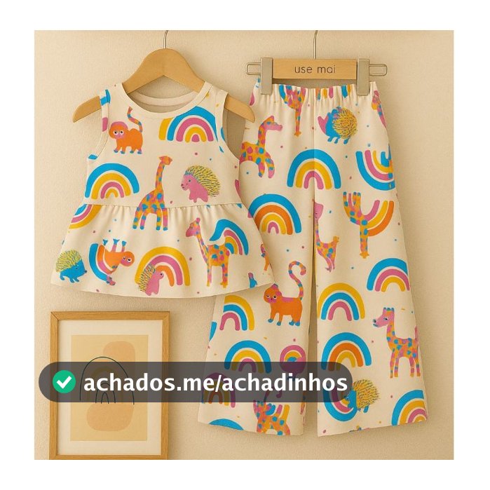 Roupa Infantil Menina Festa 2 anos a 12 anos - Blusa Babado + Calça Foral Pantacout
