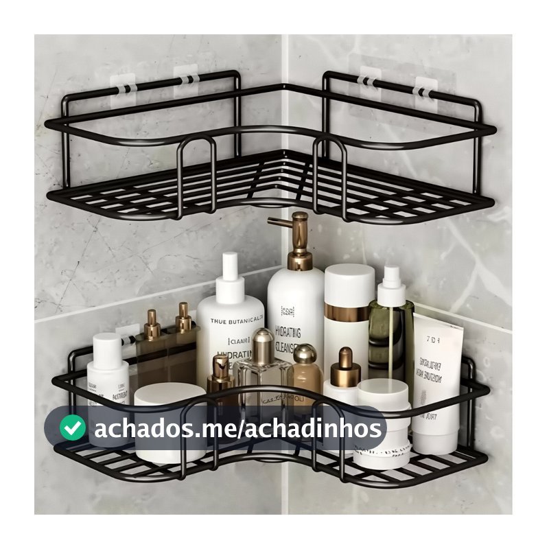 Suporte Organizador De Metal Rack De Parede Banheiro Cozinha Prateleiras Porta Shampoo