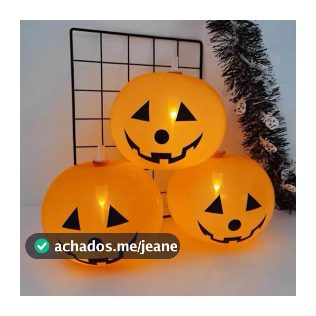 05 Balão Latéx Bexiga Bola Abóbora Led Luz Halloween Decoração