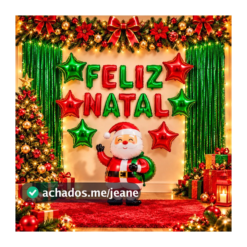 Decoração de Natal Feliz Natal com Balões Papai Noel Estrelas para Festa Ceia Natalina