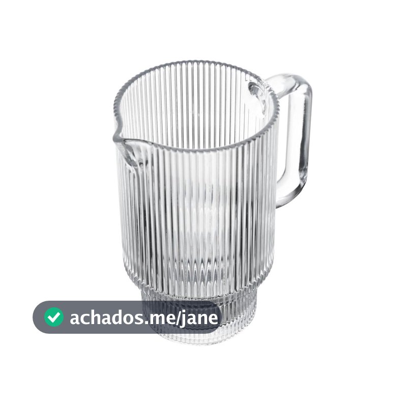 Jarra de Cristal Lines Canelada Suco Agua 900ml Wolff Jarra para Servir Bebidas Mesa Posta Decoração Elegante Jantar Uso