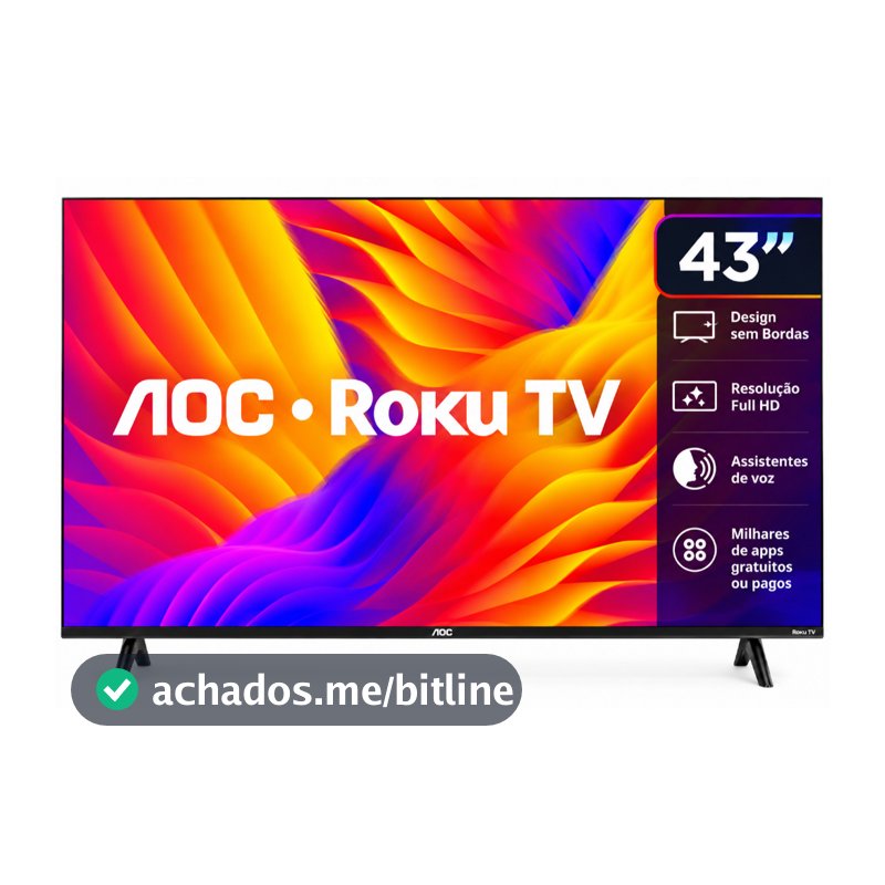 Smart TV AOC 43" Full HD LED Roku Wi-Fi USB HDMI 43S5155/78G
