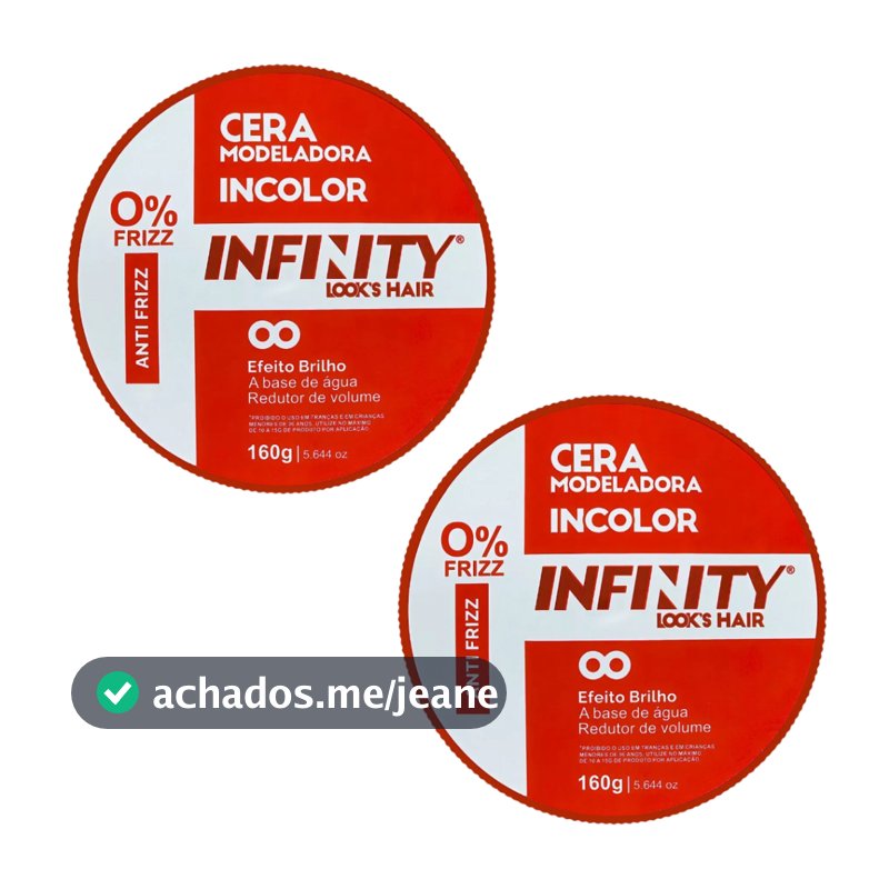 Kit 2x Cera Modeladora 160g Incolor Vermelha Infinity | Anti Frizz | Efeto Brilho/ Alta fixação