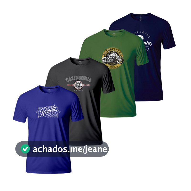 Kit 4 Camisetas Blusas Camisas Masculinas Multimarcas SK Clothing Malha 100% Algodão Fio 30.1
