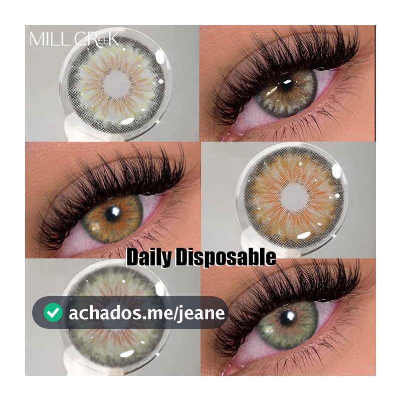 Lentes De Contato Coloridas MILL CREEK Cleópatra 2 Peças Descartáveis Diárias Verde Marrom Cinza Azul Lente De Miopia De