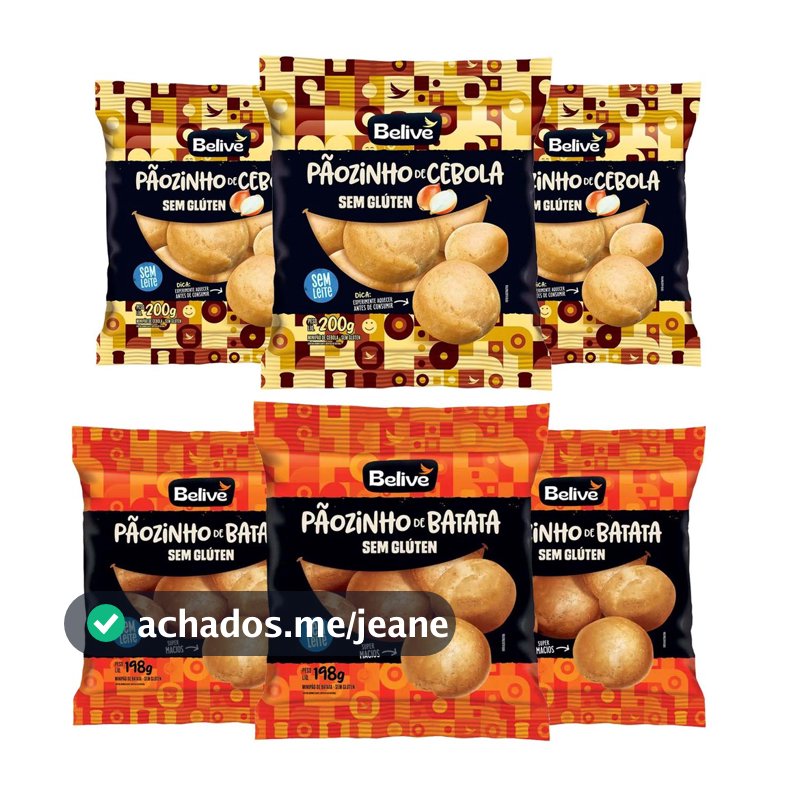 Kit 6x Pãezinhos Cebola e Batata Sem Glúten BELIVE 200g