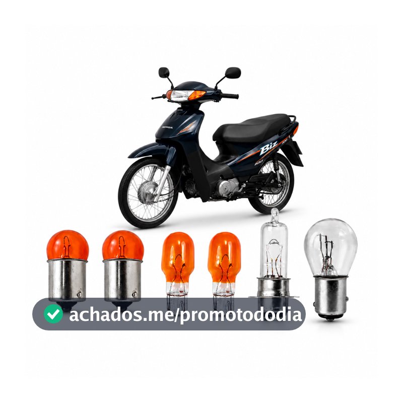 Kit Completo Lâmpadas Biz100 Farol + Lanterna + Pisca Seta 6 Unid