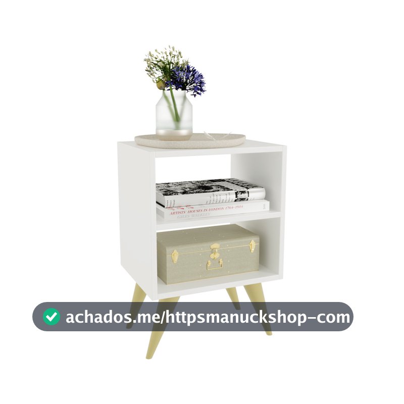 Mesa de Cabeceira Retrô Compacta com Nicho para Quarto Sala Casal ou Solteiro Palma