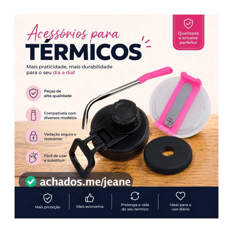 Acessórios para Copo e Garrafa Térmica | Borracha Silicone para Base de Garrafa |Tampa | Canudo Inox
