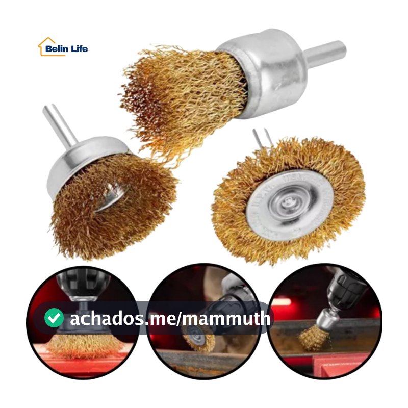 Kit 3 Escovas de Aço Circular p/ Furadeira e Parafusadeira Limpeza de Ferrugem Luatek LWJ-1995