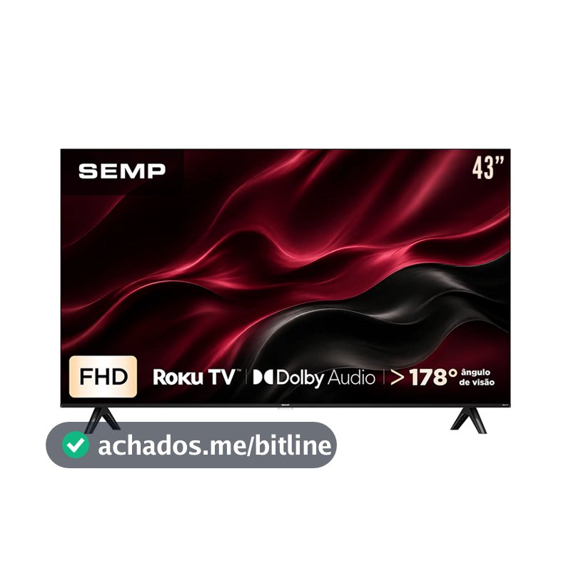 Smart TV Semp 43” 43S42R Full HD Roku TV Dolby Audio Wi-Fi