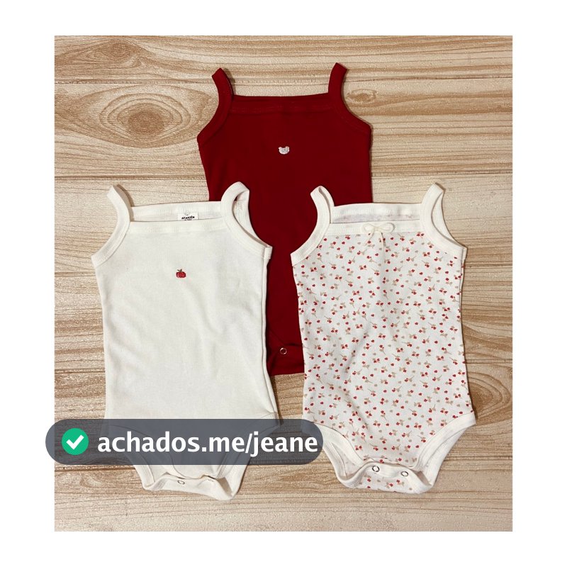 Kit 3 Body Bebê Menina Regata Alcinha 100% algodão Bordado Roupa Infantil de verão Enxoval